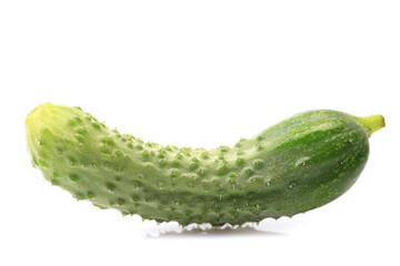 Fresh cucumbers on a white background