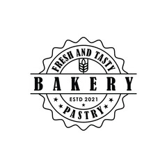 Croissant bakery label stamp sticker emblem badge logo design vector