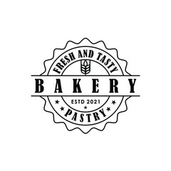 Croissant bakery label stamp sticker emblem badge logo design vector