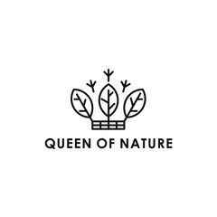 queen of nature crown beauty romantic logo design vector illustration for salon spa and fashion