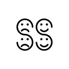 letter s sad or smile logo design vector illustration
