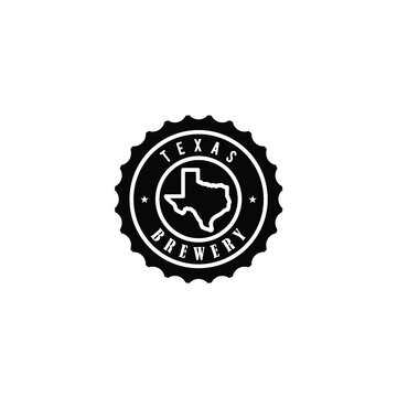 beer pint Texas brewery stamp label sticker logo design vector illustration