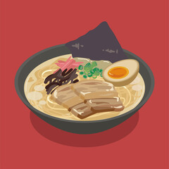 とんこつラーメンのベクターイラスト素材