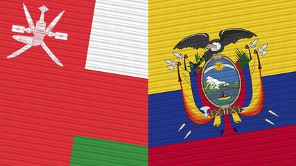 Ecuador and Oman Two Half Flags Together Fabric Texture Illustration