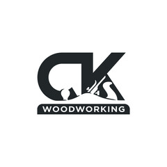 Letter C and K. Wood Worker Carpentry icon. Wood Working and Carpenter Logo design. Vector Illustration.