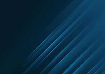 Fototapeta premium Abstract shiny blue diagonal stripes layered with copy space for text.