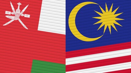 Malaysia and Oman Two Half Flags Together Fabric Texture Illustration