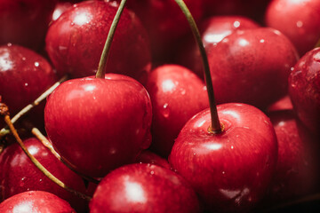 Close up of fresh cherry berries.