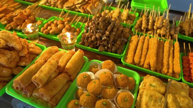 indonesian food in traditional restaurant. angkringan java cuisine