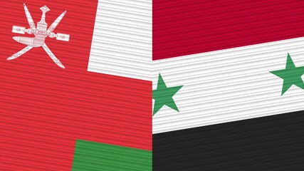 Syria and Oman Two Half Flags Together Fabric Texture Illustration