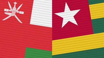 Togo and Oman Two Half Flags Together Fabric Texture Illustration
