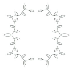 Frame from leaves, frame from wreaths, for portraits, for icons, decor, plants, contour drawing,