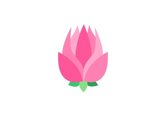 Lotus pink flowers flat icon illustration