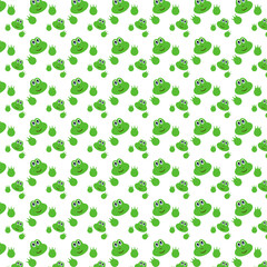 Children's pattern of frogs on a white background.
