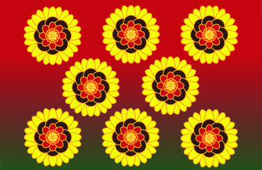 Fototapeta na wymiar Sunflower batik design.
