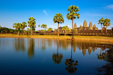 Angkor Wat is a beautiful stone castle of the Khmer Empire. Located in the center of Angkor Thom