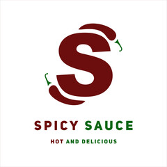 Fototapeta premium Letter S Spicy sauce logo template design with a chilli. Vector illustration.