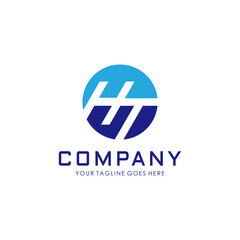 initial letter H and T minimalist logo design