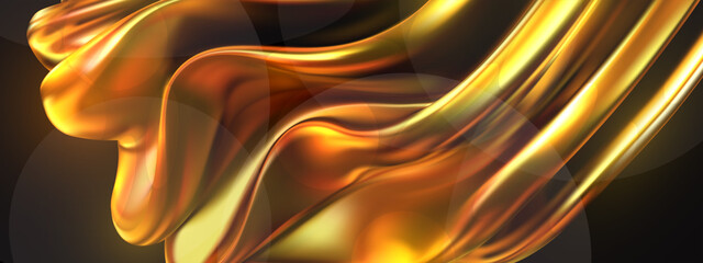 Fototapeta na wymiar Abstract Golden Background With Smooth Wavy Shape