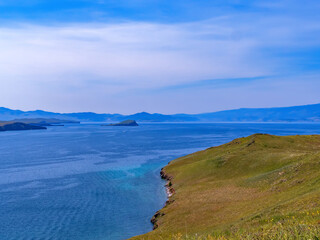 View of Lake Baikal in the bright sunny day.