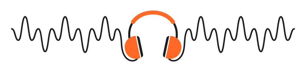 Headphone icon with wave cord