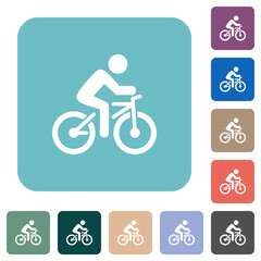 Fototapeta premium Bicycle with rider rounded square flat icons