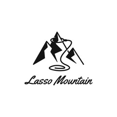 modern mountain logo with cowboy lasso rope, cowboy icon and symbol design vector