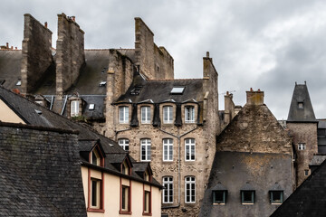 facade of an old house in Dinan, Brittany