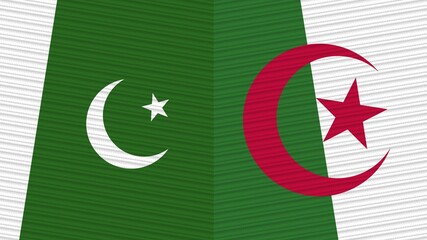 Algeria and Pakistan Two Half Flags Together Fabric Texture Illustration