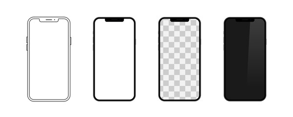 mobile phone mockup vector. smartphone isolated on white background. cellphone frame mock up.