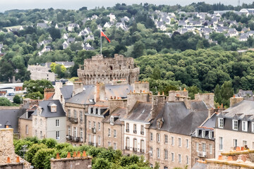 Naklejka premium the roofs of the town of Dinan, in Brittany, seen from the top of the clock tower