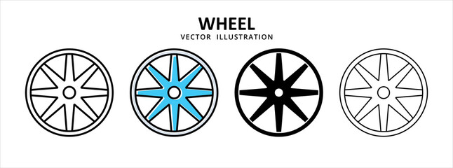 racing wheel tire vector icon design. car motorcycle spare part replacement service.