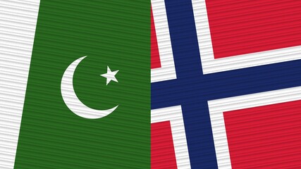 Norway and Pakistan Two Half Flags Together Fabric Texture Illustration