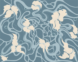 large flowers on the water with smoth reflections