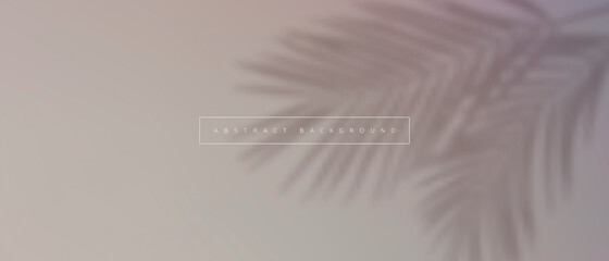 Abstract horizontal gray background. Shadow overlay effects with palm leaves in the corner. Realistic 3d style. Vector illustration