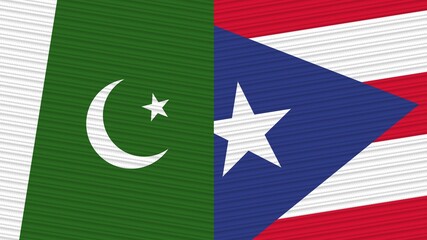 Puerto Rico and Pakistan Two Half Flags Together Fabric Texture Illustration