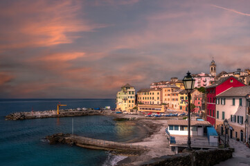 Fototapeta na wymiar Bogliasco At Sunset -Liguria Italy