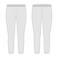 
Sport leggings fashion CAD Technical sketch vector template. Woman's lounge or yoga leggings overall slim fit drawing, legging fashion flat with print details.