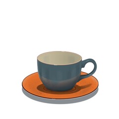 A cup and saucer are fashionable and beautiful for a restaurant and cafe