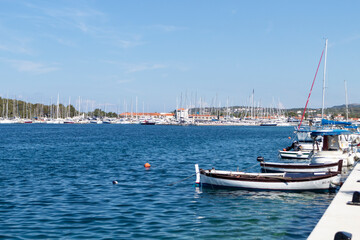 Fototapeta na wymiar Famous yachting marina in the popular tourist destination of Rogoznica, small fishing town on the dalmatian coast of Croatia