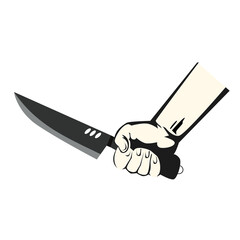 hand carrying a sharp knife. vector illustration flat design style
