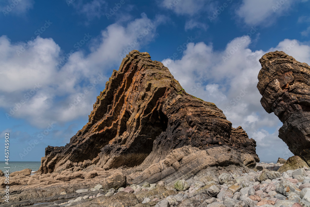 Wall mural beautiful landscape image of blackchurch rock on devonian geological formation on beautiful spring d