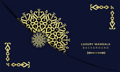 luxury ornamental design background in the gold colour mandala. ornament elegant invitation wedding card, Arabesque, Islamic,  cover banner premium illustration vector design © Abdul