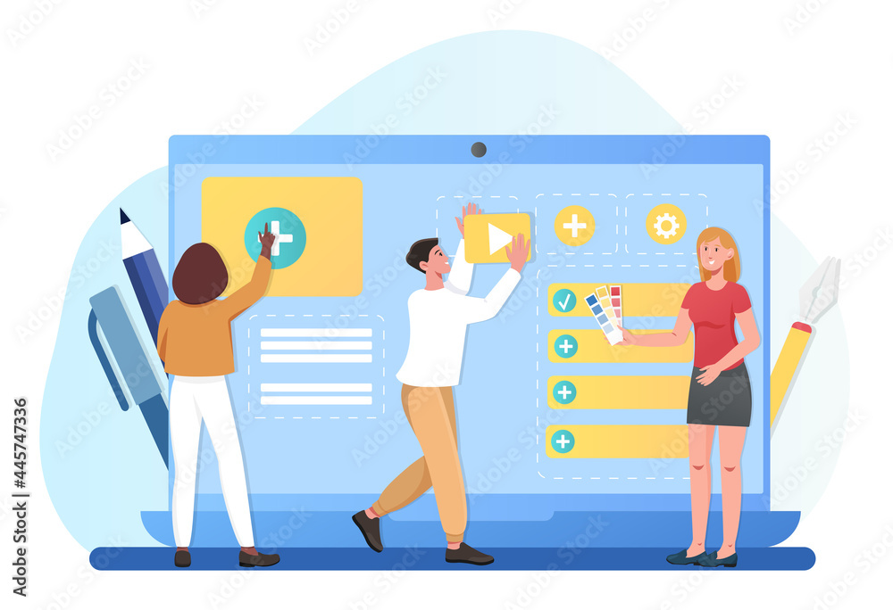 Poster web design concept. professional designers are working on the design of the website page. developmen
