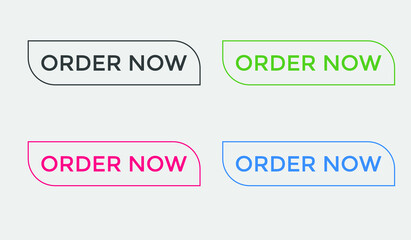 order now text web button set, colorful web icon, order now sign