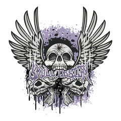 Gothic sign with skull, grunge vintage design t shirts