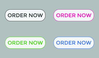order now text web button set, colorful web icon, order now sign