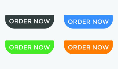 order now text web button set, colorful web icon, order now sign