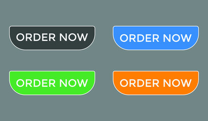 order now text web button set, colorful web icon, order now sign