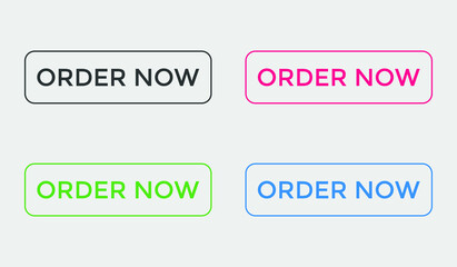 order now text web button set, colorful web icon, order now sign